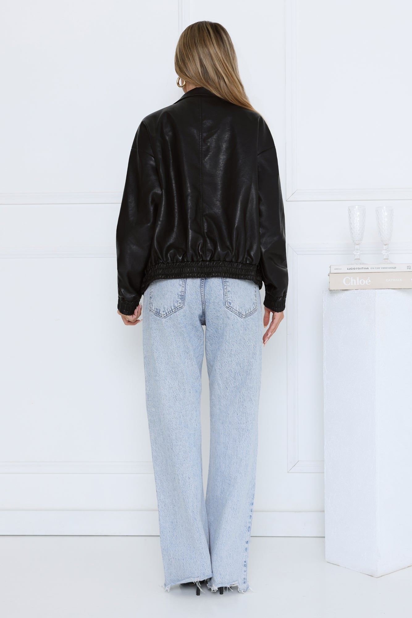 Spinning Pretty Faux Leather Jacket Black